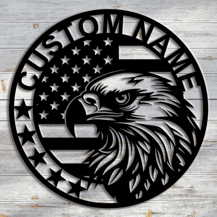 Custom US Eagle Metal Sign,Personalized US Eagle Name Metal Wall Art,Hunting Sign,Home Decor,Outdoor Decor,Gift,8-24 inch