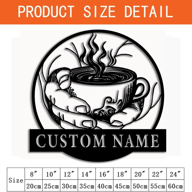 Personalized Coffee Station Wall Art,Custom Coffee Sign Metal Sign,Coffee Bar Wall Hanging,Coffee Lovers Gifts,8-24 Inch - Image 8