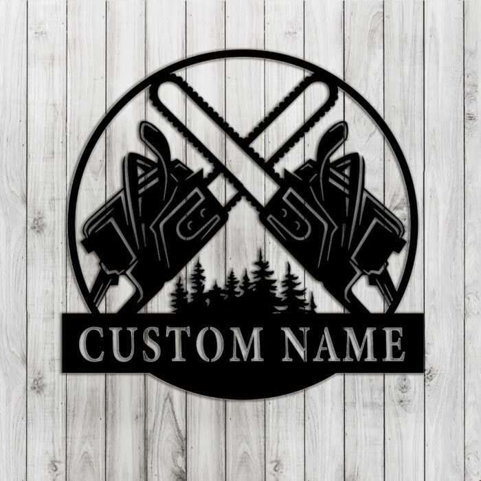 Personalized Logging Chainsaw Metal Wall Art, Custom Logger Name Sign Decoration For Room, Logging Metal Home Decor, Custom Logging, New Home Gift