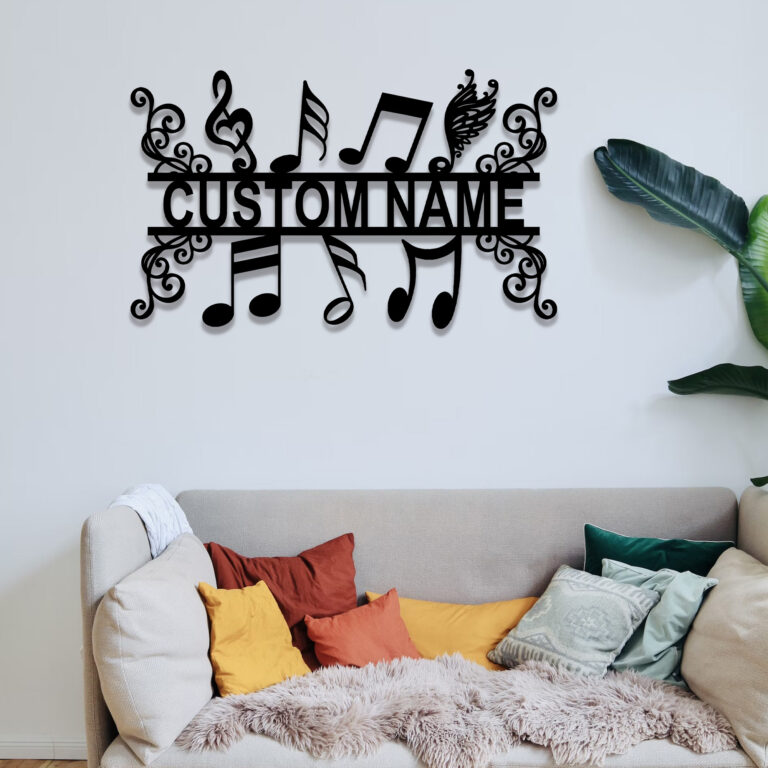 Jenelle Arts Personalized Music Notes Metal Sign, Custom Name Music Teacher Metal Wall Art, Music Room, Home Decor, Gift for Music Teacher, Ideal for Home Decor & Gift, Black, 8-24 Inch, 18inch - Image 6