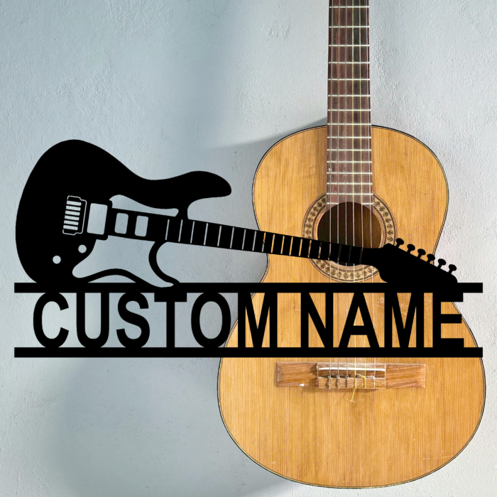 Personalized Guitar Metal Sign,Custom Guitar Wall Art Decor for Music Lovers,Metal Wall Hanging for Musicians,Guitar Studio Sign,Gift For Guitarist,8-24 Inch - Image 2