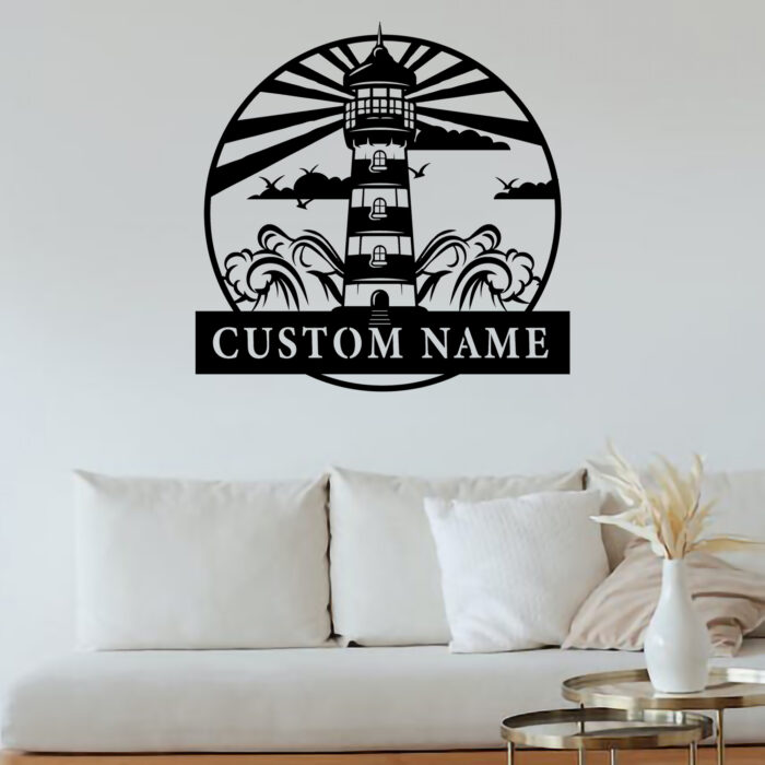 Custom Lighthouse Metal Wall Sign - Personalized Lighthouse Metal Wall Art - Lighthouse Metal Wall Decor - Lighthouse Name Signs - Lighthouse Led Decor - Image 2