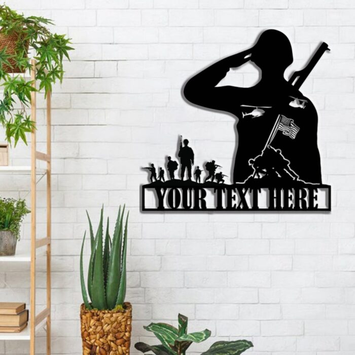 Personalized Army Soldiers Salute Name Metal Sign, Us Monogram Gift, Military Metal Sign Wall Decor, Us Soldier Metal Wall Art, Monogram Home Decor, Custom Outdoor Signs - Image 5