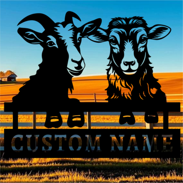 Personalized Farm Goat Metal Sign Goat Farm Sign with Name Family Name Sign Farmhouse Metal Wall Art Gift for Farmer Pattern 24inch - Image 2