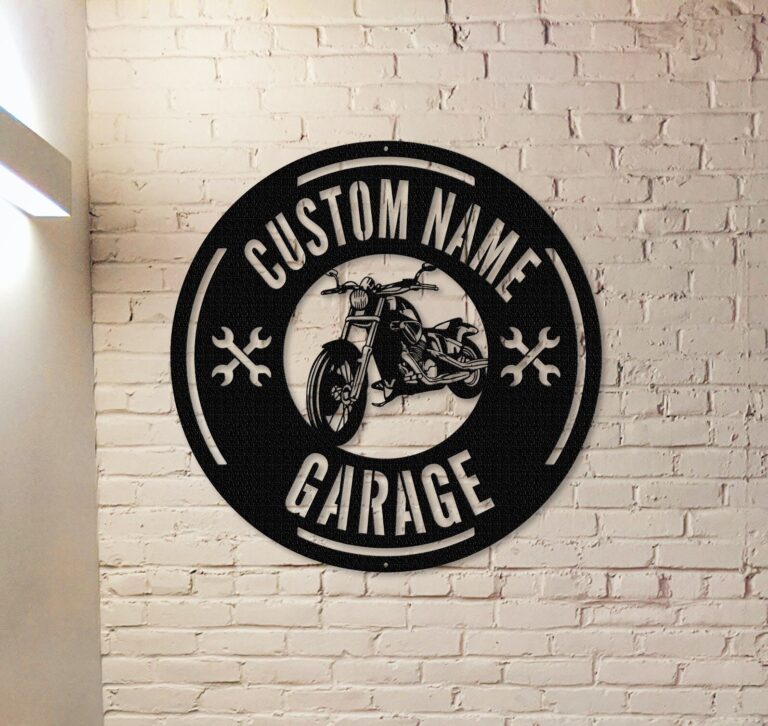 Garage Metal Sign,Custom Work Shop Name Sign,Personalized Motorcycle Metal Sign,Motorcycle Wall Decor,Men Cave Sign,Car Monogram Metal Sign