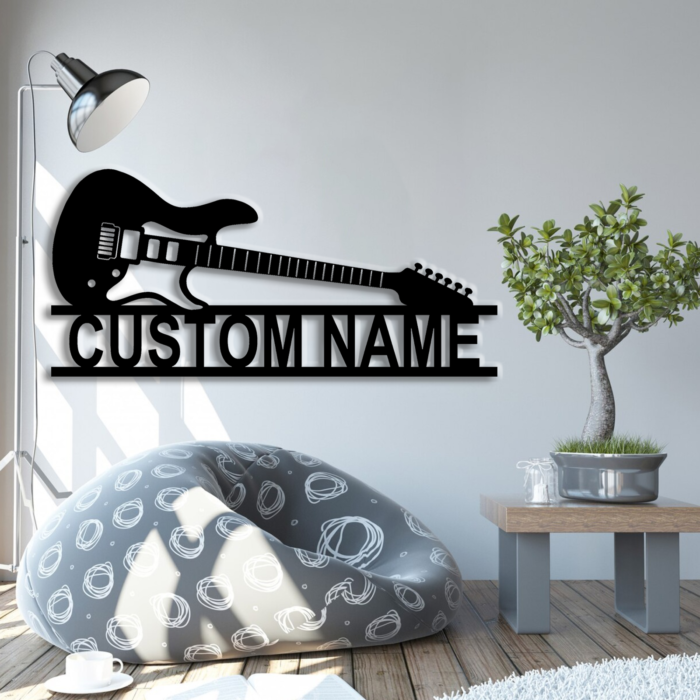 Personalized Guitar Metal Sign,Custom Guitar Wall Art Decor for Music Lovers,Metal Wall Hanging for Musicians,Guitar Studio Sign,Gift For Guitarist,8-24 Inch - Image 5