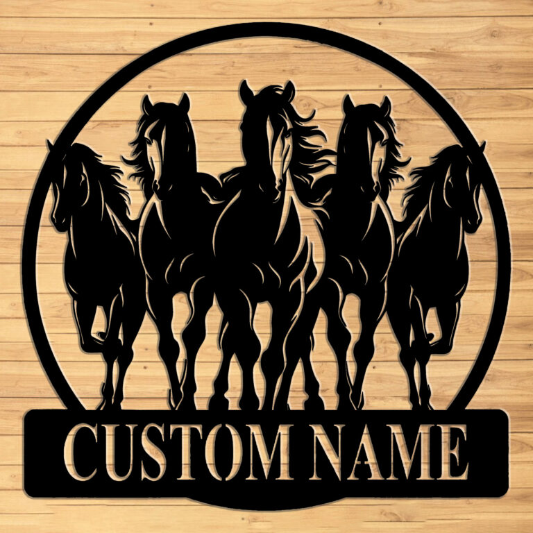 Custom Horse Metal Wall Sign, Farmhouse Name Decor, Metal Horse Decor, Barn Decor, Equestrian Sign, Metal Horse Farm Name Sign, 8-24inch