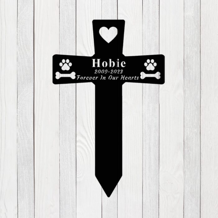 Gerryed Custom Dog Grave Markers Cross Personalized Dog Memorial Grave Stake Dog Memorial Sign Pet Grave Markers Pet Sympathy Gift Pattern 24inch - Image 6