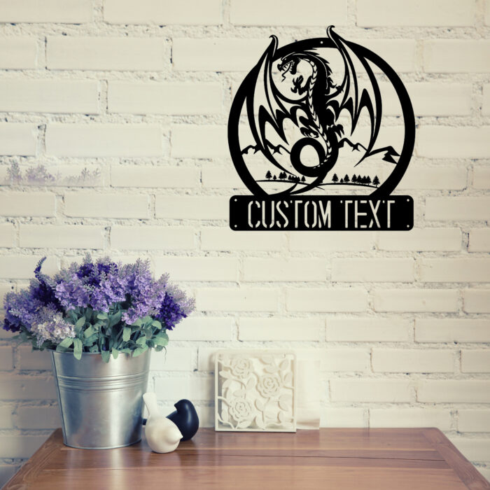 Custom Dragon Metal Wall Signs - Personalized Dragon Metal Wall Art - Dragon Metal Wall Decor - Dragon Name Signs - Dragon Lover's Gifts - Family Name Dragon Signs - Image 5