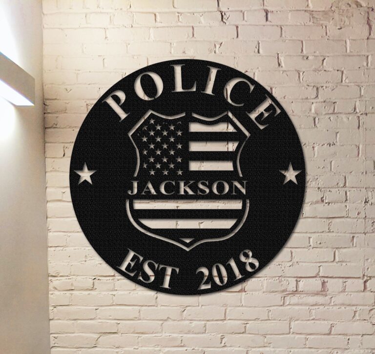 Police Sign for Home,Metal Police Wall Art Personalized,Police Officer Gift for Men,Police Gift,Police Decor,Last Name Sign,Family Name Sign