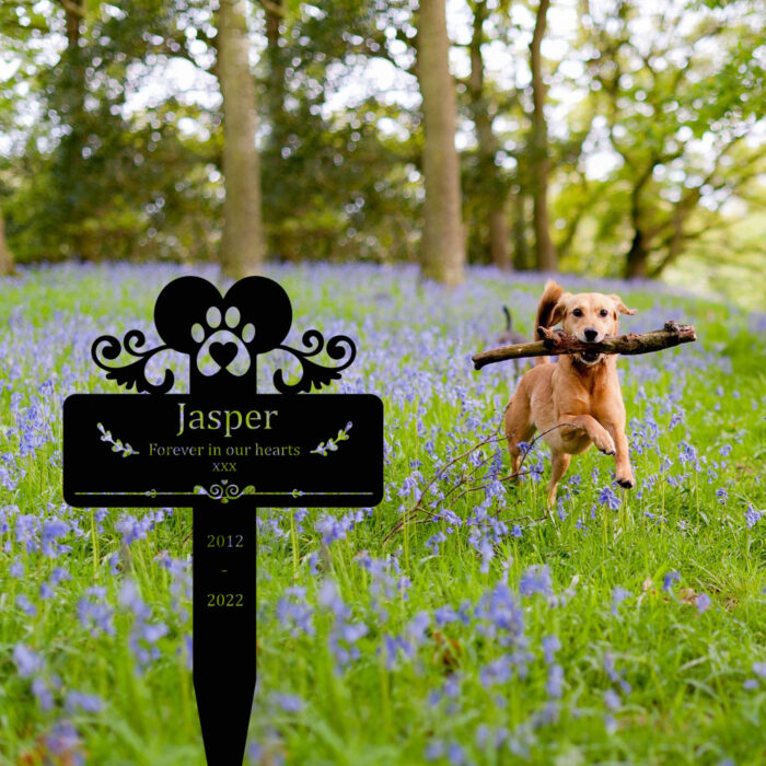 Custom Dog Name Sign Metal Grave Stake, Personalized Dogs Headstone Cross Sign, Customized Remembrance Gift for Pet Owner Dog Lovers, Garden Lawn Pet Sympathy Gifts, Indoor Outdoor Memorial Plaque - Image 4