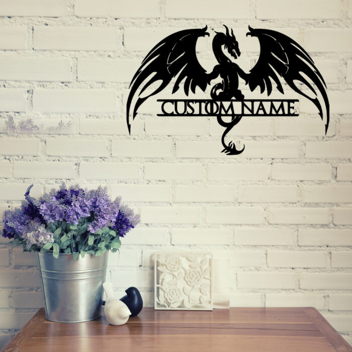 Custom Dragon Metal Wall Signs - Personalized Dragon Metal Wall Art - Dragon Metal Wall Decor - Dragon Name Signs - Dragon Lover's Gifts - Family Name Dragon Signs - Image 5