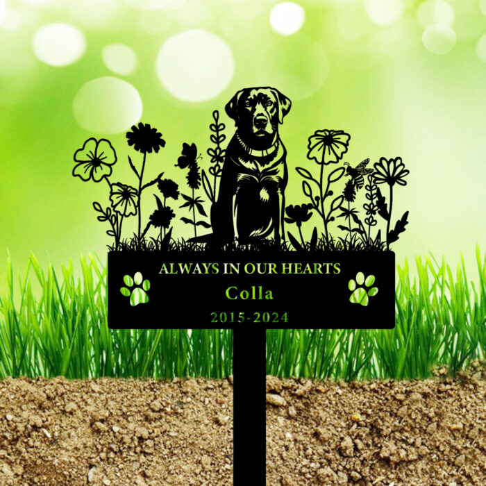 Personalized Flora Dog Grave Marker Memorial Garden Stake,Custom Dog Cemetery Garden Sign with Stake,Dog Sympathy Grave Plaque,Pet Grave Marker Memorial Engraved Sign Pet Headstones for Dog dog4