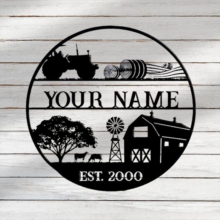 Custom Farmhouse Sign,Personalized Metal Sign Customized Outdoor,Farm Art Home Wall Decor,Outside Barn Country House Ranch,Farmhouse Gift