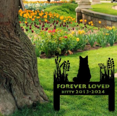 Fluffy Cat Memorial Stake Sign,Fluffy Cat Garden Stake,Pet Grave Markers,Cat Sign With Stake,Pet Loss Gift,Sympathy Sign,Remembrance Stake