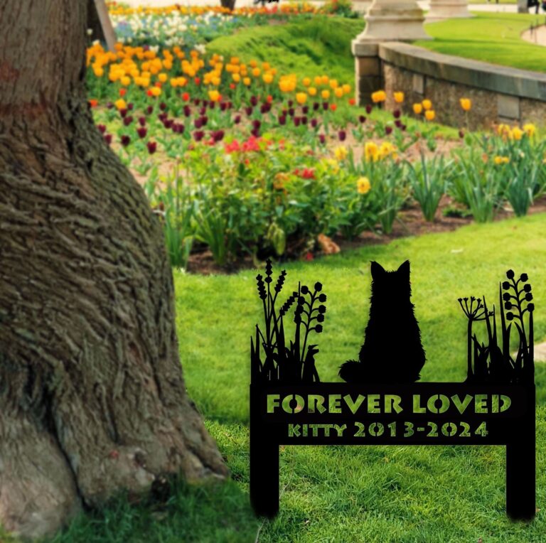 Fluffy Cat Memorial Stake Sign,Fluffy Cat Garden Stake,Pet Grave Markers,Cat Sign With Stake,Pet Loss Gift,Sympathy Sign,Remembrance Stake