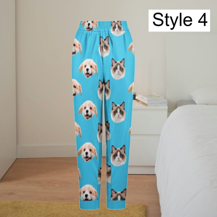 Custom Pet Faces Pajama Pants, Personalized Dog Photo PJ Pants, Cat Picture Pajamas for Women Men, Gift for Dog Dad Dog Mom Pet Lover