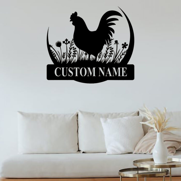 Custom Rooster Metal Wall Signs - Personalized Rooster Metal Wall Art - Rooster Metal Wall Decor - Rooster Name Signs - Gift For Farmer - Chicken Farmhouse Decor - Image 3