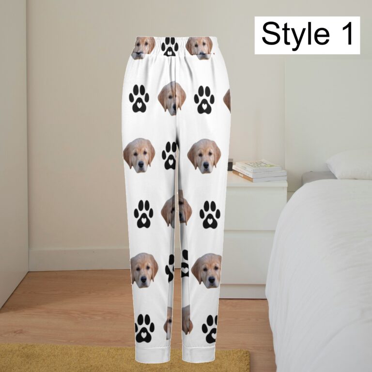 Custom Pet Faces Pajama Pants, Personalized Dog Photo PJ Pants, Cat Picture Pajamas for Women Men, Gift for Dog Dad Dog Mom Pet Lover