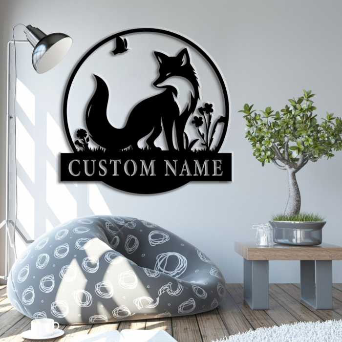 HIOKPLS Custom Floral Foxes Metal Wall Art,Personalized Foxes with Flowers Metal Sign,Foxes Metal Wall Decor, Home Decor,Foxes Cabin Sign,Foxes Lover Gift,8-24 inch - Image 5