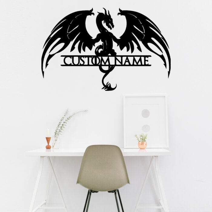 Custom Dragon Metal Wall Signs - Personalized Dragon Metal Wall Art - Dragon Metal Wall Decor - Dragon Name Signs - Dragon Lover's Gifts - Family Name Dragon Signs - Image 3