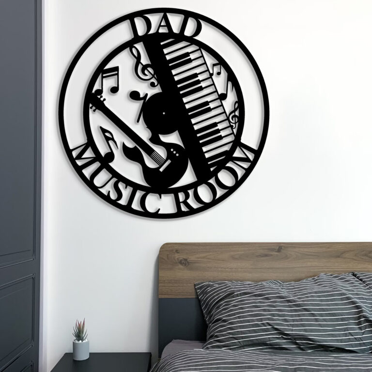 Custom Music Room Metal Wall Sign, Personalized Music Studio Metal Wall Art, Personalized Music Decor, Musical Sign, Musician Gift, Guitar Drums Keyboard Logo, Birthday Gift, 8-24 Inches - Image 2