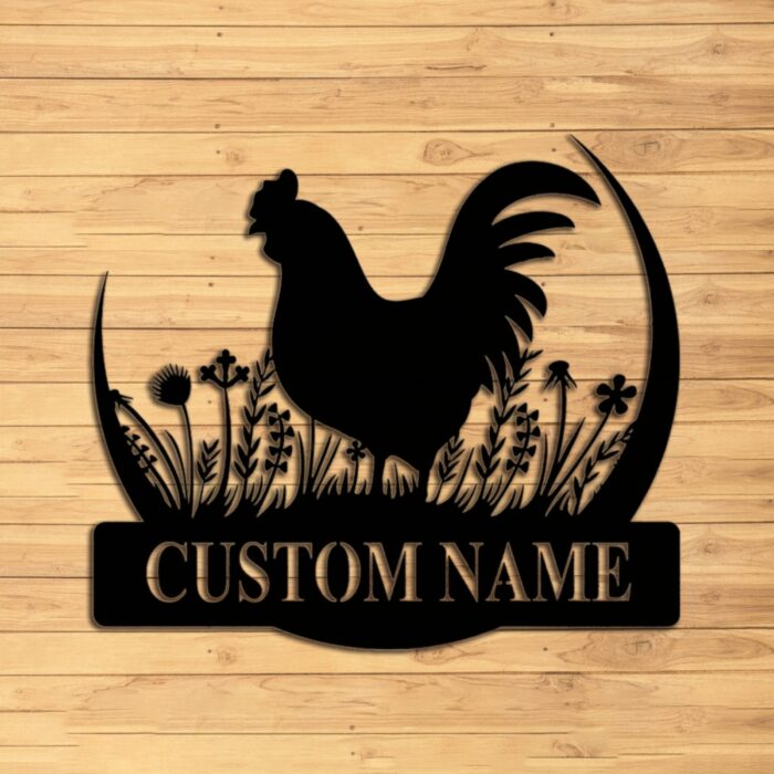 Custom Rooster Metal Wall Signs - Personalized Rooster Metal Wall Art - Rooster Metal Wall Decor - Rooster Name Signs - Gift For Farmer - Chicken Farmhouse Decor