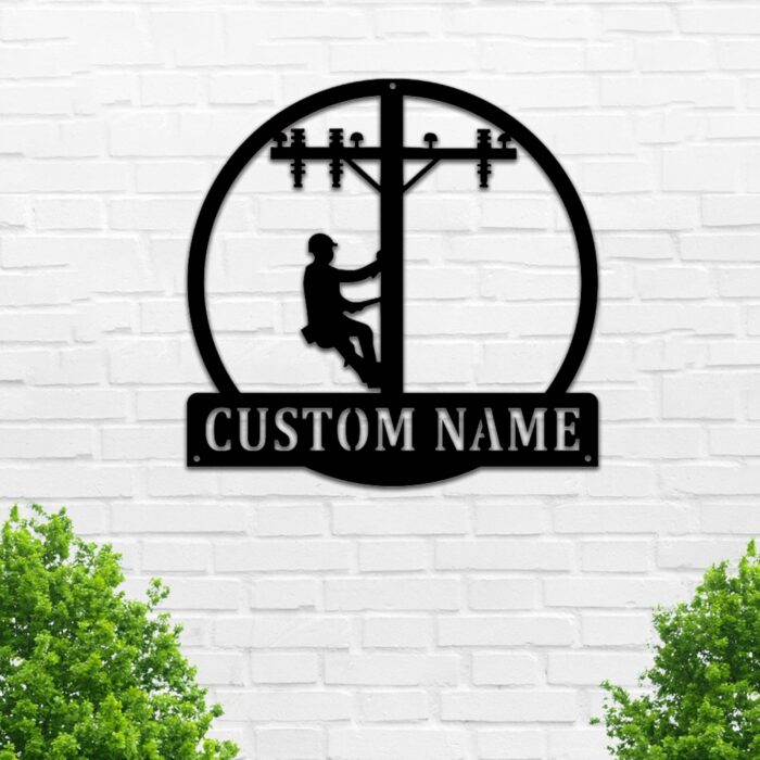 Custom Lineman Metal Wall Sign - Personalized Lineman Metal Wall Art - Lineman Metal Wall Decor - Lineman Name Sign - Lineman Metal LED Decor - Lineman Gifts - Image 2