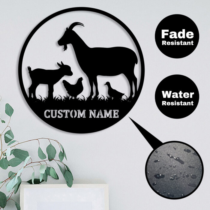 Custom Goat Farmhouse Metal Sign,Personalized Goat Name Metal Sign,Custom Metal Goat Duck Chicken Metal Wall Art,Custom Goat Family Name Sign for Room Home Front Door Decor,Personalized Goat Gift - Image 2