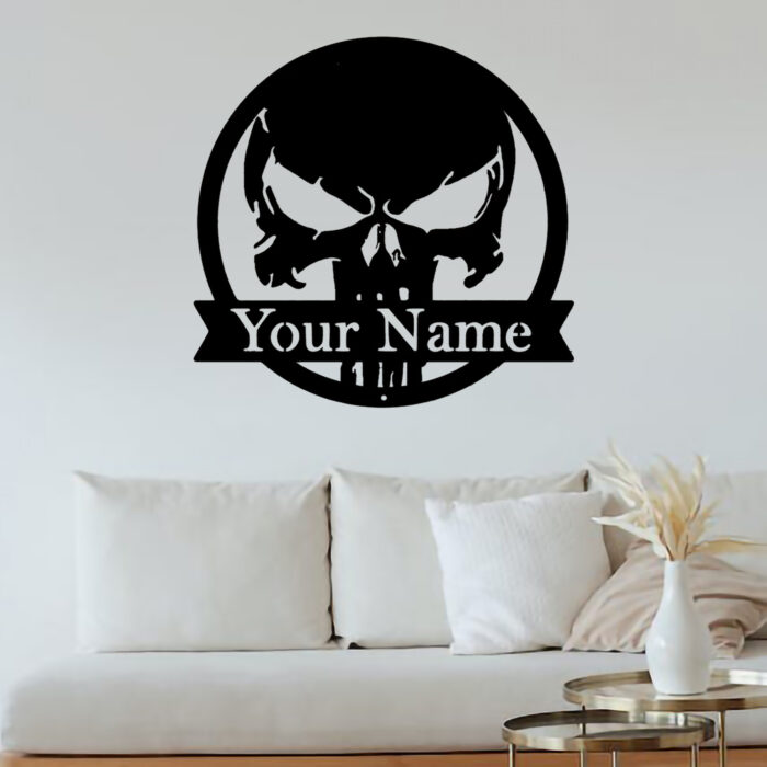 Custom Skull Metal Wall Sign - Personalized Skull Metal Wall Art - Skull Metal Wall Decor - Skull Name Signs - Skull Led Decor - Skull Home Decor - Image 3