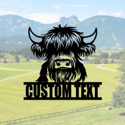 Custom Highland Cow Farm Wall Art, Highland Cow Metal Sign, Highland Cow Farm Sign, Highland Cow Farm Decor