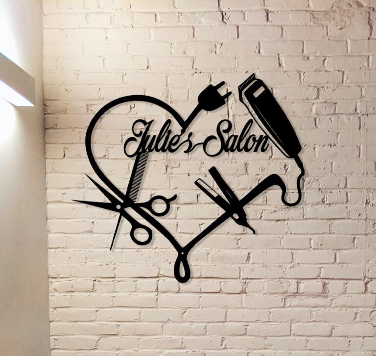 Personalized Hair Salon Metal Sign,Hairstylist Gift,Custom Salon Wall Decor,Salon Welcome Sign,Custom Door Hanger,Beauty Salon Wall Art