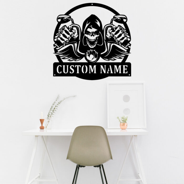 Custom Motorcycle Metal Wall Sign - Personalized Motorcycle Metal Wall Art - Motorcycle Metal Wall Decor - Motorcycle Skull Name Signs - Gift For Biker - Image 4