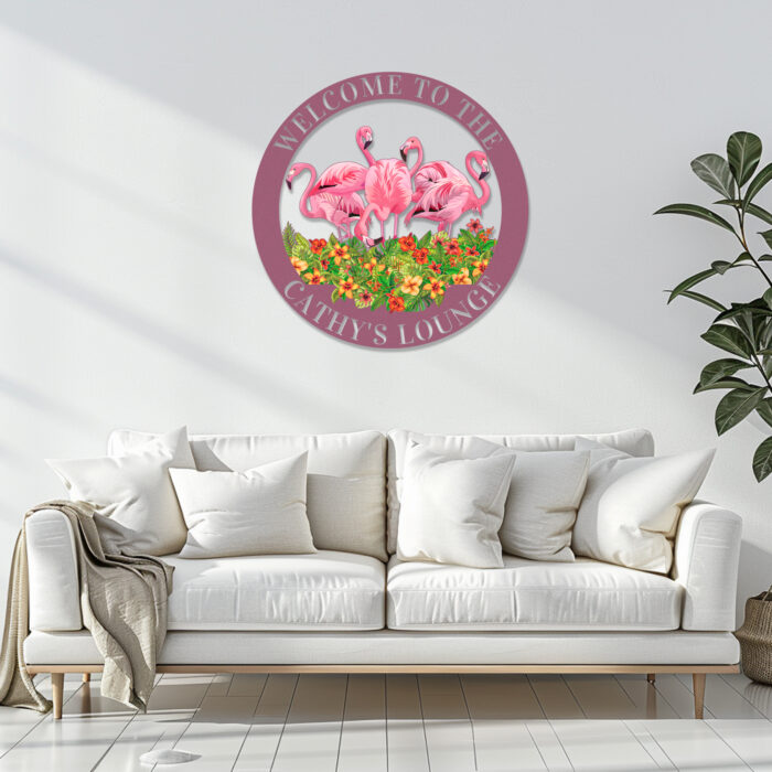 Ceeheyy Custom Flamingo Metal Sign, Personalized Colorful Flamingo Sign Metal Wall Art Garden Decor Sign, Customized Flamingo Name Sign Yard Pool Sign Indoor Outdoor Home Beach House Decor Sign, Pink - Image 2