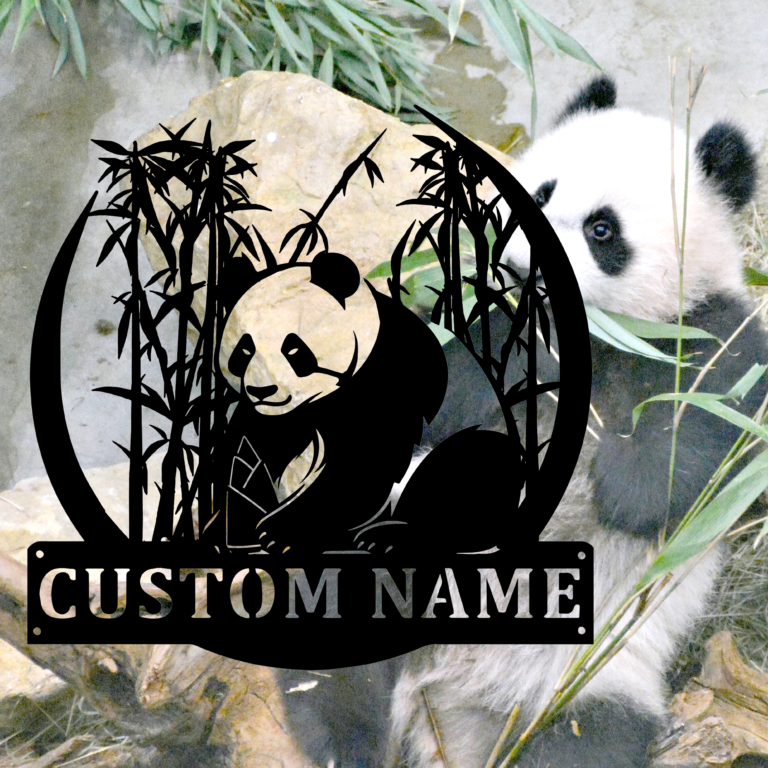 Custom Panda Holding Bamboo Shoots Metal Wall Art, Custom Metal Panda Holding Bamboo Shoots Sign, Panda Sign With Name,Bedroom Sign, Panda Lover's Gift,8-24 Inch - Image 3