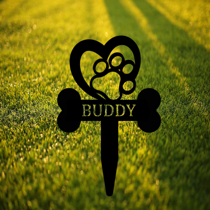 Personalized Dog Memorial Stake, Custom Dog Grave Marker for Outdoor, Custom Dog Name Metal Memorial Sign Dog Paw Claw Heart Cemetery Grave Plaque Stake, Pet Sympathy Gifts for Dog Owners - Image 3