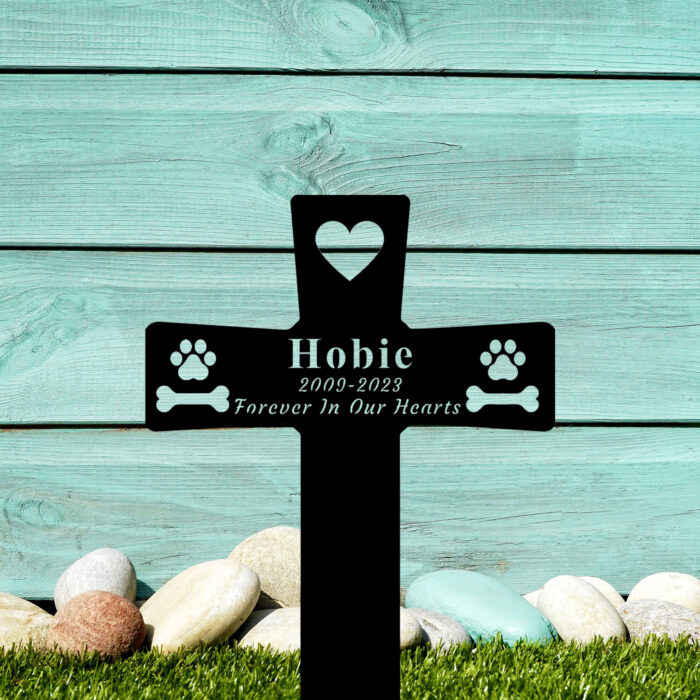 Gerryed Custom Dog Grave Markers Cross Personalized Dog Memorial Grave Stake Dog Memorial Sign Pet Grave Markers Pet Sympathy Gift Pattern 24inch - Image 2