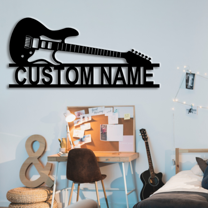 Personalized Guitar Metal Sign,Custom Guitar Wall Art Decor for Music Lovers,Metal Wall Hanging for Musicians,Guitar Studio Sign,Gift For Guitarist,8-24 Inch - Image 6