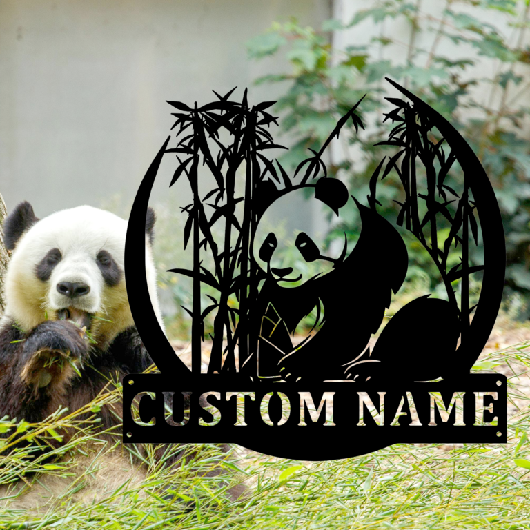 Custom Panda Holding Bamboo Shoots Metal Wall Art, Custom Metal Panda Holding Bamboo Shoots Sign, Panda Sign With Name,Bedroom Sign, Panda Lover's Gift,8-24 Inch