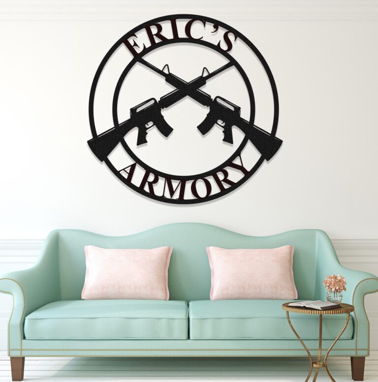 Custom Metal Gun Sign,Personalized Armory Name Sign, Man cave Decor, Metal Wall Decor, Custom Armory Wall Art,Gun Home Decor,Veteran Gift