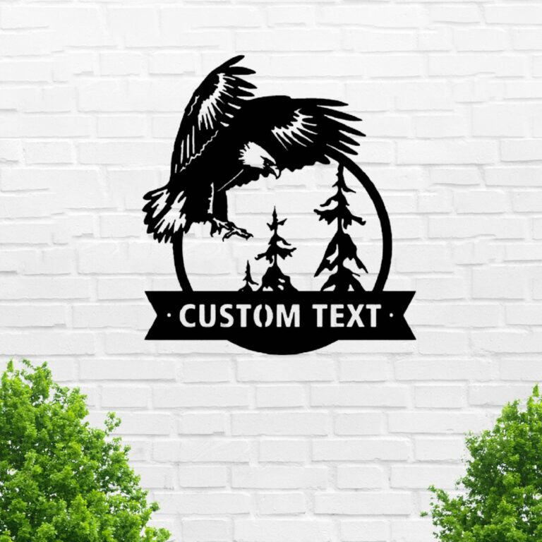 VVEDESIGN Custom Eagle Metal Wall Sign - Personalized Eagle Metal Wall Art - Eagle Metal Wall Decor - Housewarming Gifts - Bedroom Wall Decoration - Personalized Home Decor - Image 2