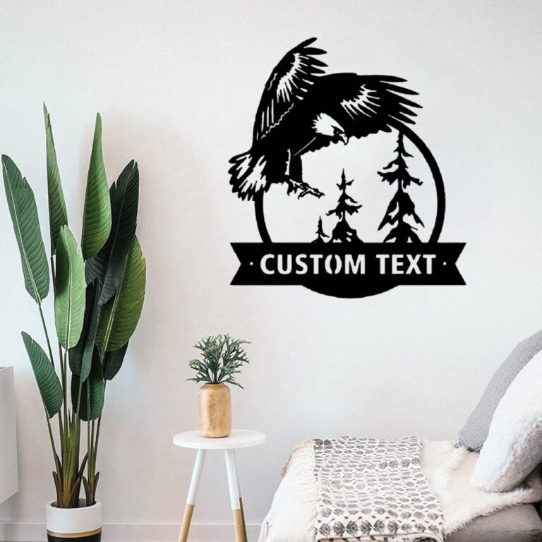 VVEDESIGN Custom Eagle Metal Wall Sign - Personalized Eagle Metal Wall Art - Eagle Metal Wall Decor - Housewarming Gifts - Bedroom Wall Decoration - Personalized Home Decor - Image 3