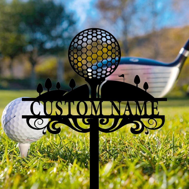 Custom Golf Metal Garden Stake Sign, Personalized Golf Metal Garden Stake Art Decor, Golf Garden Name Sign, Golf Lover Gift, Garden Decor