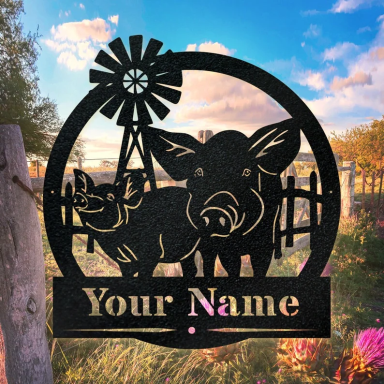 Custom Name Pig Farm Metal Sign