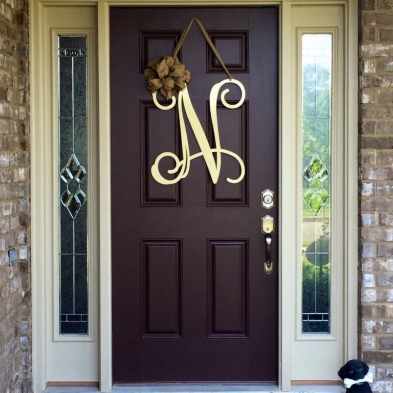 Metal Initial Door Wreath With Ribbon