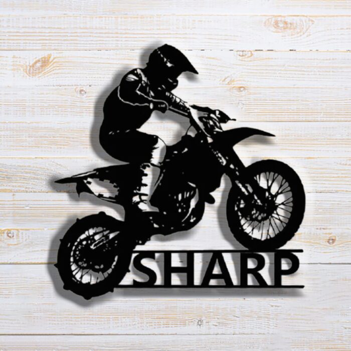 Custom Motorcycle Metal Sign,Motorcycle Metal Wall Art, Outdoor Personalized Biker Name Signs, Motocross Rider Home Decor, Motorcycle Biker Gift??Monogram Door Hanger ?? - Image 2