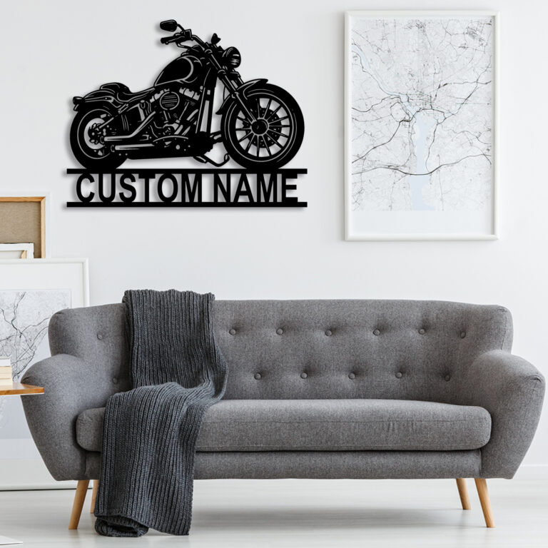 Ke Ji Yu Hen Huo Custom Motorcycle Metal Wall Sign, Personalized Biker Name Sign Decor, Metal Home Decor Gifts, Housewarming Gift For Biker, Biker Home Decor, Personalized Family Logo, 8-24 Inch - Image 5