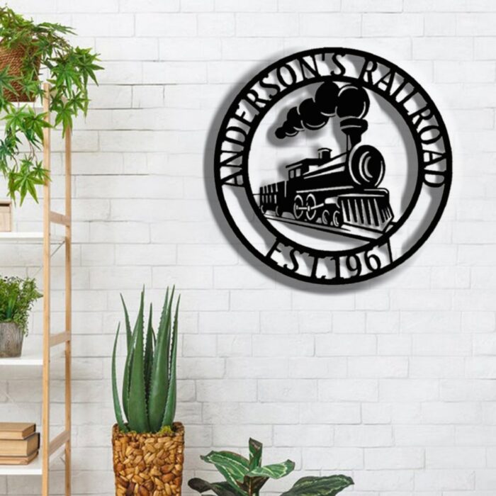 Nanlili PoroX Customs Train Metal Sign, Personalized Surname Train Sign with EST Date, Railroad Wall Art Decor, Custom Metal Sign, Metal Sign Personalization, Train Gift for Men Son, Railroad Sign, - Image 4