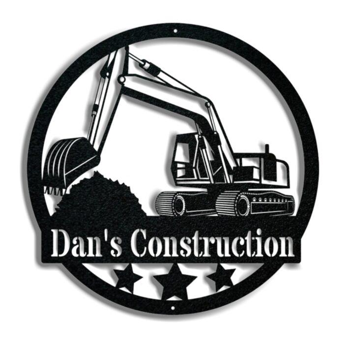 Personalized Excavator Metal Sign??Construction Metal Decor, Contractor Sign Business Sign, Construction Business Metal sign, Excavator Metal Wall Art, Personalized Name Wall Decor