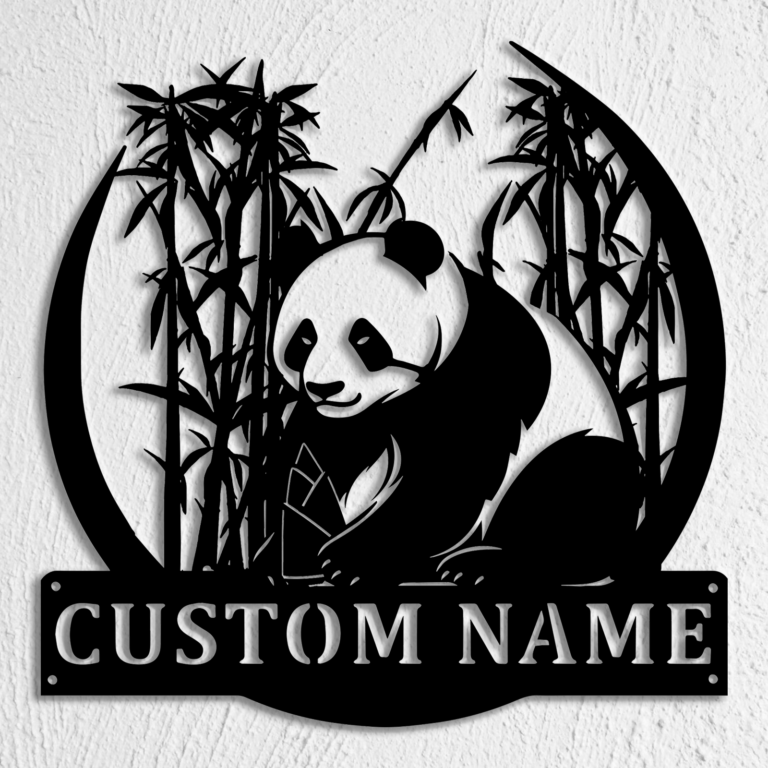 Custom Panda Holding Bamboo Shoots Metal Wall Art, Custom Metal Panda Holding Bamboo Shoots Sign, Panda Sign With Name,Bedroom Sign, Panda Lover's Gift,8-24 Inch - Image 2